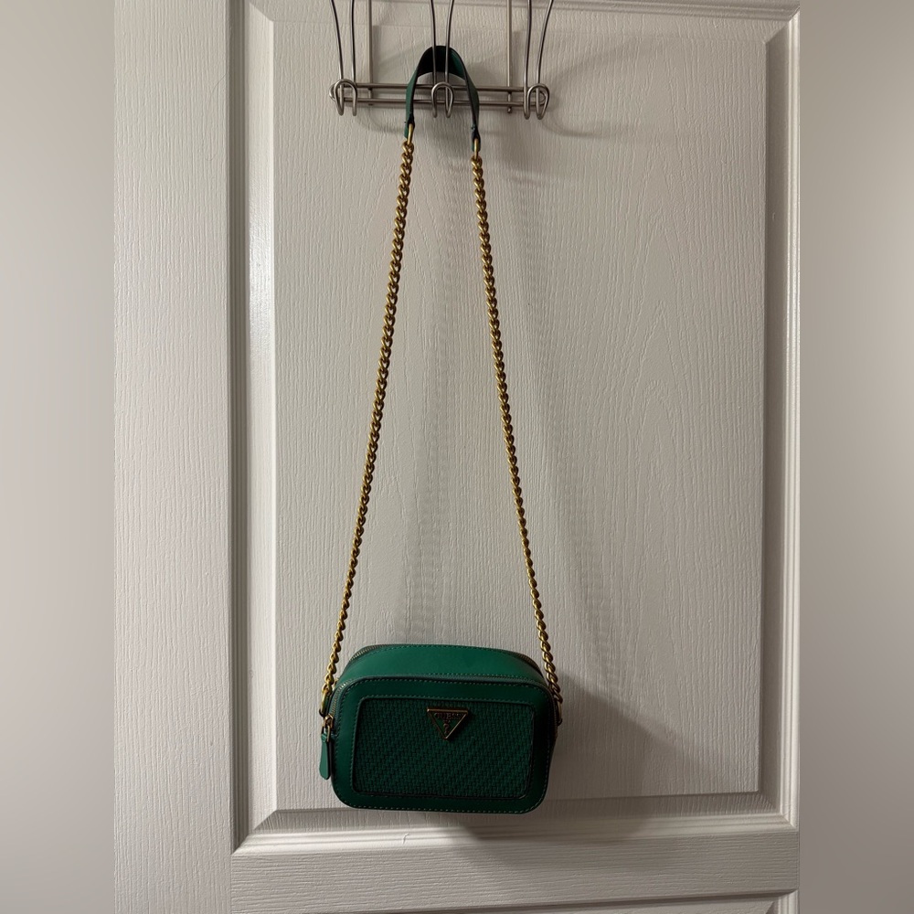 Guess green and gold purse